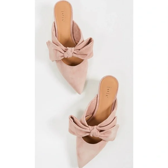 JOIE Caleah Peach Pink Suede Mules Kitten Heel Pointed Toe Sandal Leather Pumps - Picture 6 of 15